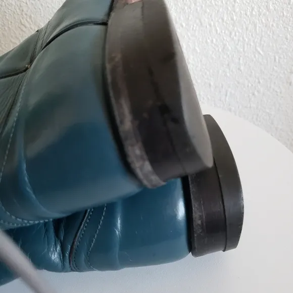 Justin Western Cowboy Midcalf Blue Leather Boots