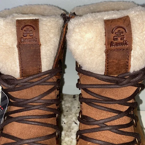 Kamik ARIEL F Waterproof Brown Leather Insulated Lightweight Snow Collar Boots 7