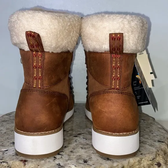 Kamik ARIEL F Waterproof Brown Leather Insulated Lightweight Snow Collar Boots 7
