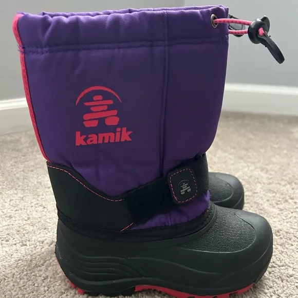 Kamik Snow Boots Girls 12 Purple Orchid Rocket Lug Sole Waterproof Lined