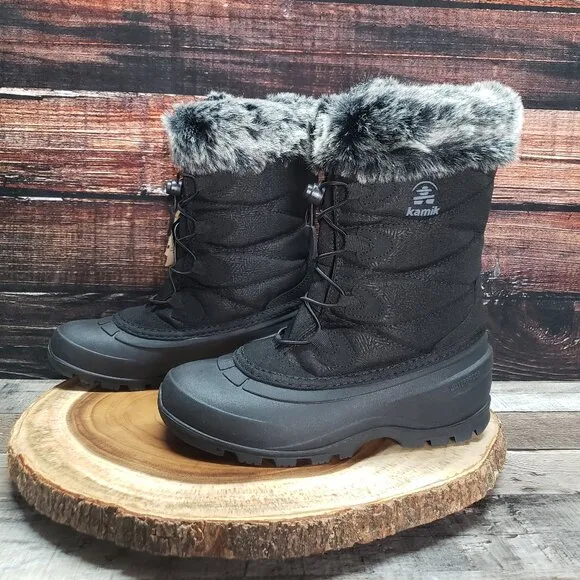 Kamik Womens Size 7 Momentum 3 Waterproof Insulated Outdoor Boots Black Vegan