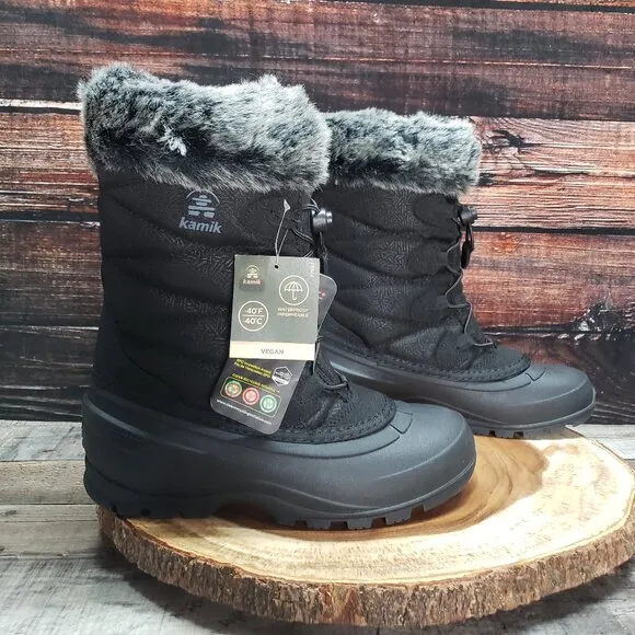 Kamik Womens Size 7 Momentum 3 Waterproof Insulated Outdoor Boots Black Vegan