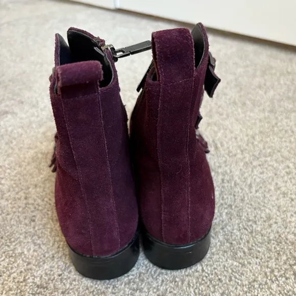 Karen Millen- Womens Bronte Alice Suede Ankle Boots‎ Burgundy - Size 8