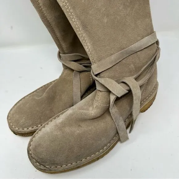 Kate Spade Leather Suede Tie Ankle Boots sz 8.5