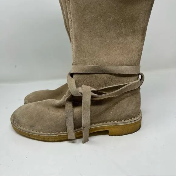 Kate Spade Leather Suede Tie Ankle Boots sz 8.5