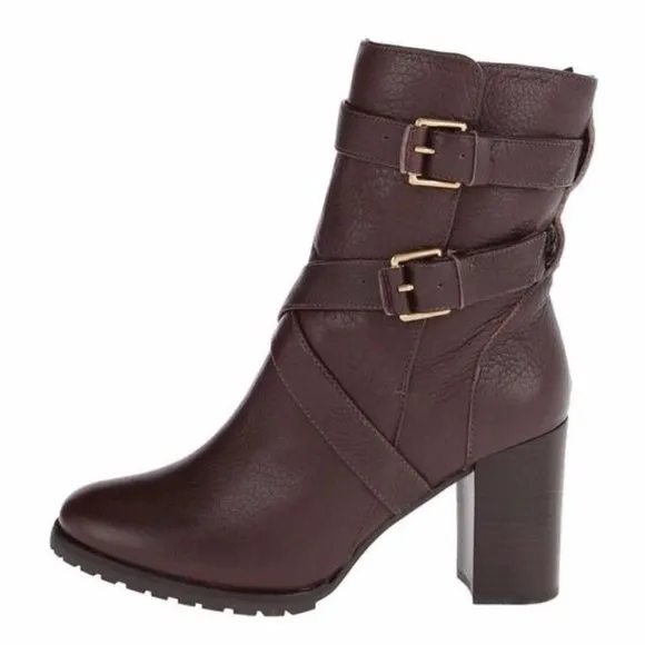 Kate Spade New Layne Mid Calf Lug Sole Buckle Boots 11M Brown $398