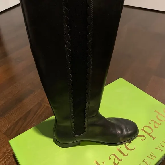 Kate Spade Rayna Black Knee High Riding Boots Size 7.5
