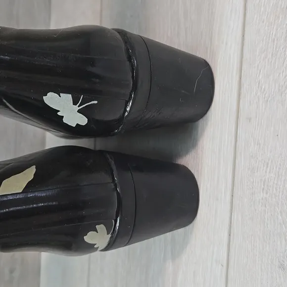 Kate Spade Women's Butterfly Black Butterfly Rain Heels Boots Shoes Sz 6
