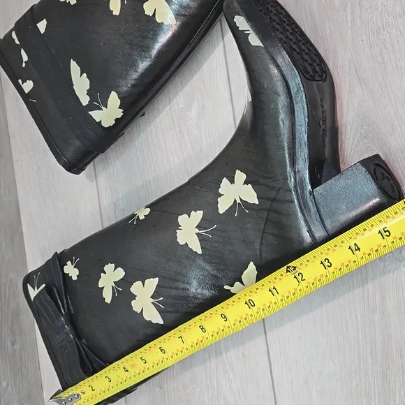 Kate Spade Women's Butterfly Black Butterfly Rain Heels Boots Shoes Sz 6