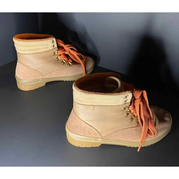 Keds Caramel Suede &amp; Splash Twill Womens 9.5 Camp Boots WH65275