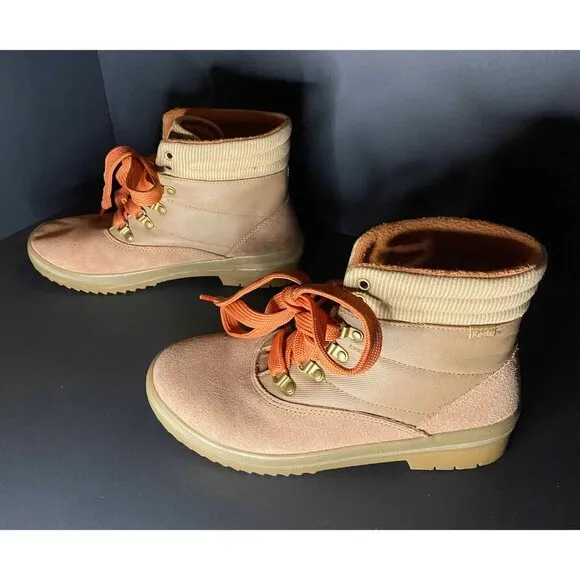 Keds Caramel Suede &amp; Splash Twill Womens 9.5 Camp Boots WH65275