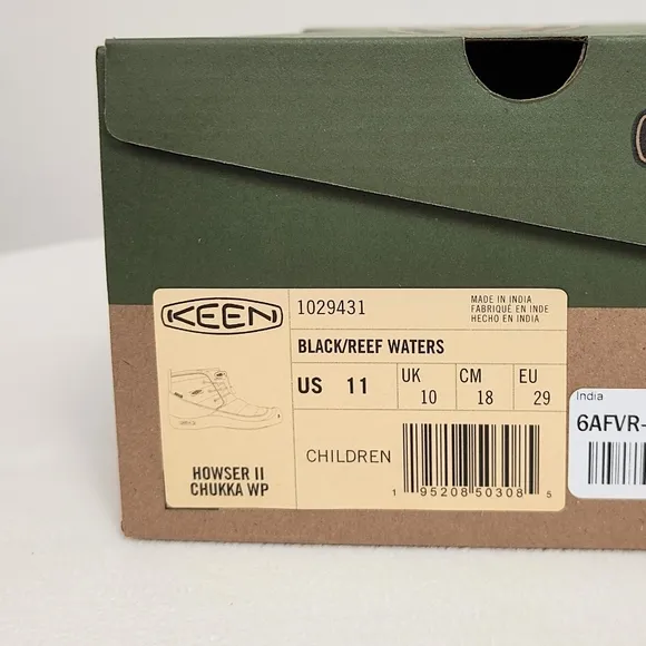 Keen Boy's Little Kid Howser II Waterproof Chukka Boots 11 Snow Rain Black Reef
