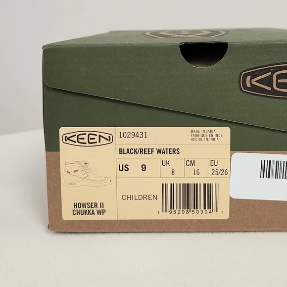 Keen Boy's Little Kid Howser II Waterproof Chukka Boots 9 Snow Rain Black Reef