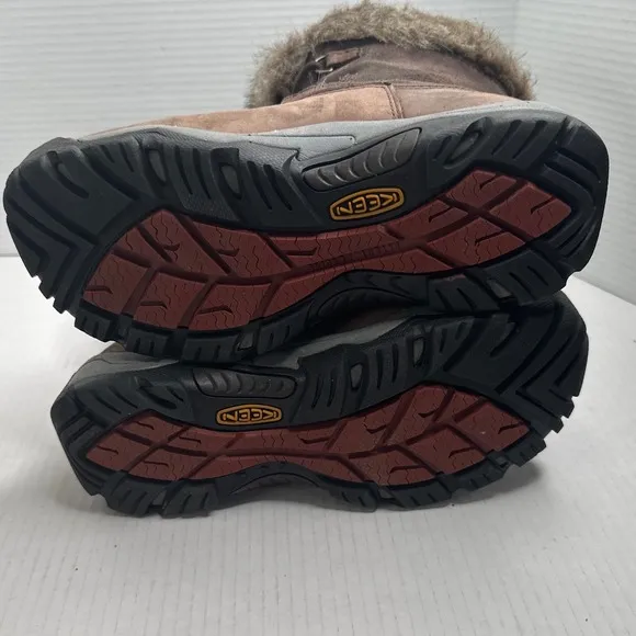 Keen Helena Brown Leather Waterproof Faux Fur Insulated Winter Boots Size 8