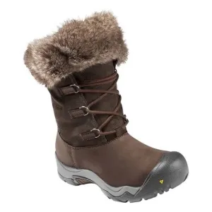 Keen Helena Brown Leather Waterproof Faux Fur Insulated Winter Boots Size 8