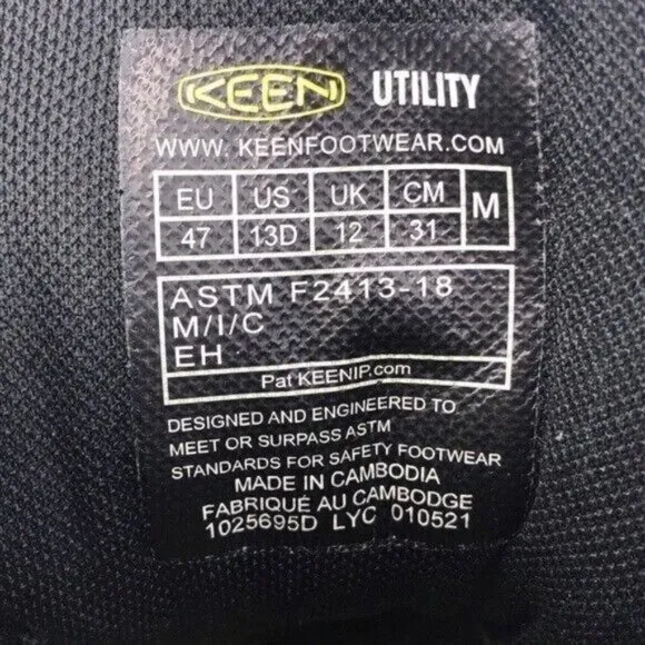 Keen Kansas City Mid Safety Toe Work Boots 13D