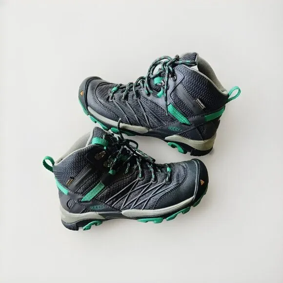 Keen Marshall Mid Hiking Boots Womens 6.5 Gray/Emerald Waterproof‎ Dry