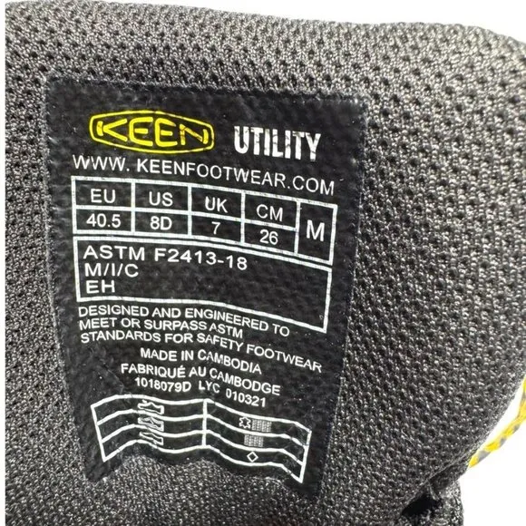 Keen Utlility Lansing Steel Toe Boots Size 8 Black