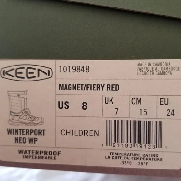 KEEN Snowport Neo Toddler Boy Boots Grey/Red Size 8