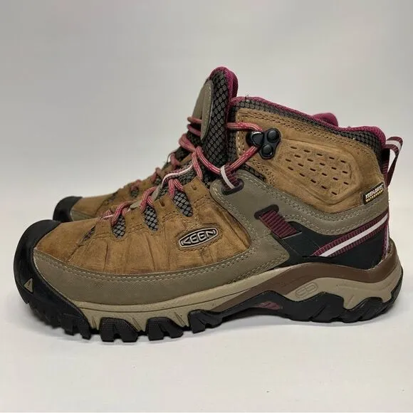 KEEN Womens Targhee III Mid Waterproof Hiking Boots in Weiss/Boysenberry 7.5