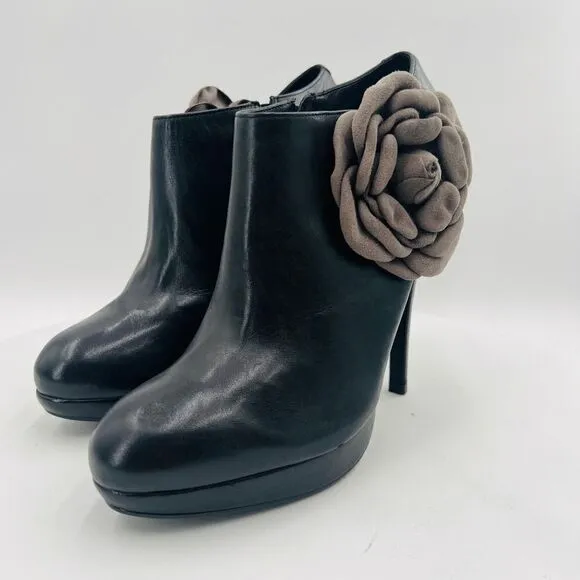 Kelsi Dagger Rosabella Platform With Flower Black Ankle Bootie Size 9