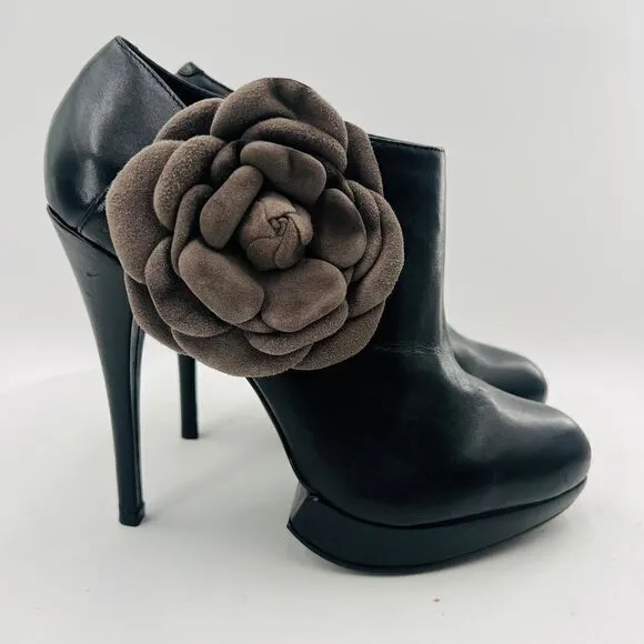 Kelsi Dagger Rosabella Platform With Flower Black Ankle Bootie Size 9