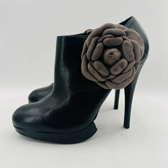 Kelsi Dagger Rosabella Platform With Flower Black Ankle Bootie Size 9