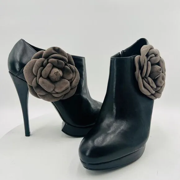 Kelsi Dagger Rosabella Platform With Flower Black Ankle Bootie Size 9