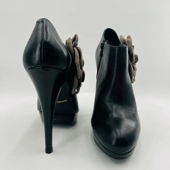 Kelsi Dagger Rosabella Platform With Flower Black Ankle Bootie Size 9