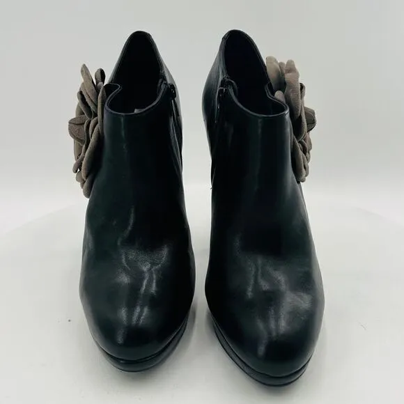 Kelsi Dagger Rosabella Platform With Flower Black Ankle Bootie Size 9