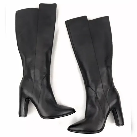 Kenneth Cole black real leather knee high boots