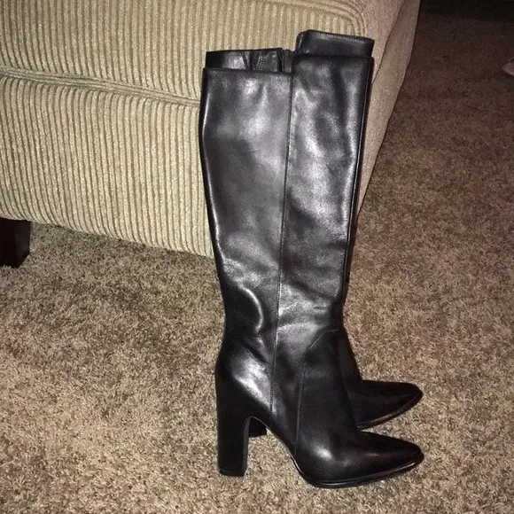 Kenneth Cole black real leather knee high boots