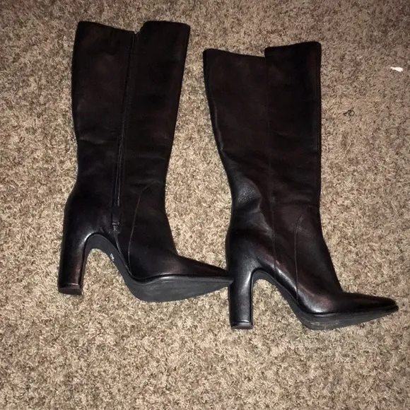 Kenneth Cole black real leather knee high boots
