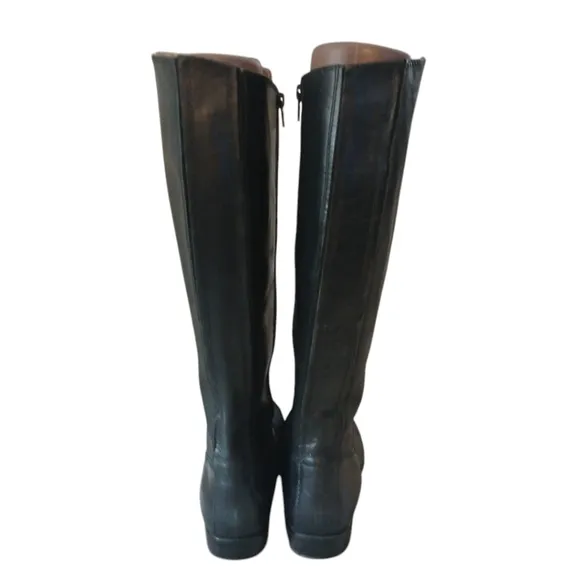 Kenneth Cole Black Riding Boots Full Grain Leather Knee High Boots size 6.5
