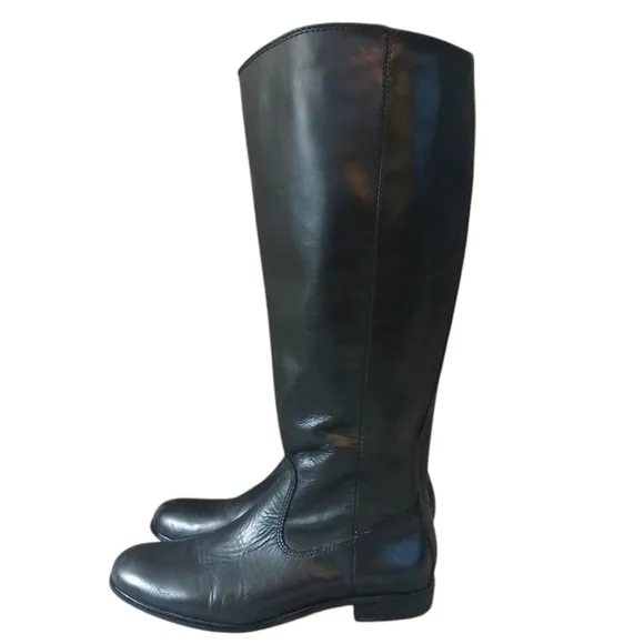 Kenneth Cole Black Riding Boots Full Grain Leather Knee High Boots size 6.5