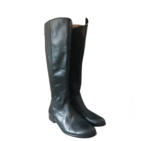 Kenneth Cole Black Riding Boots Full Grain Leather Knee High Boots size 6.5