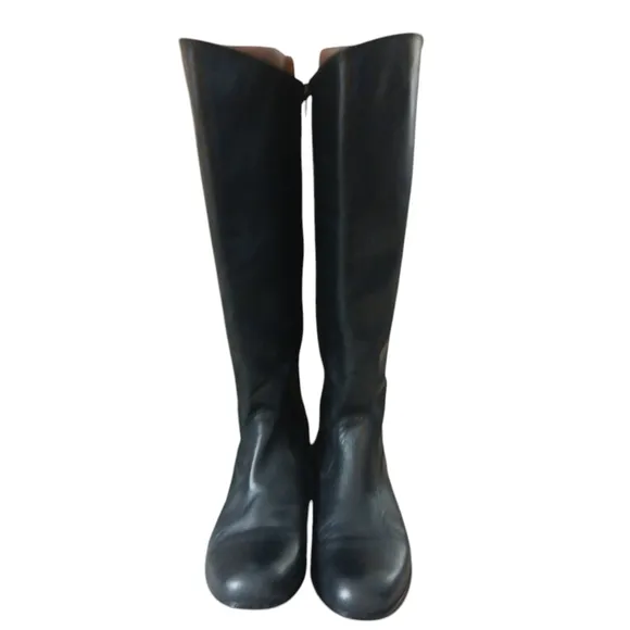 Kenneth Cole Black Riding Boots Full Grain Leather Knee High Boots size 6.5