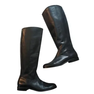 Kenneth Cole Black Riding Boots Full Grain Leather Knee High Boots size 6.5