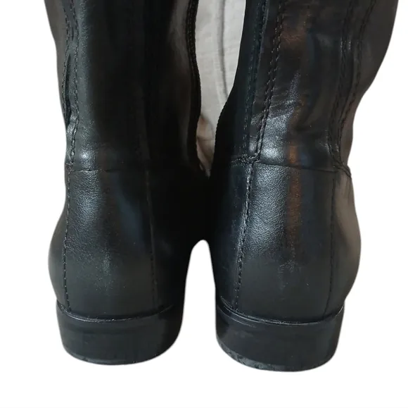 Kenneth Cole Black Riding Boots Full Grain Leather Knee High Boots size 6.5