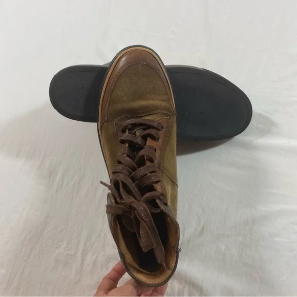 Kenneth Cole Leather Boots Men 9.5 Brown Suede lace up boots