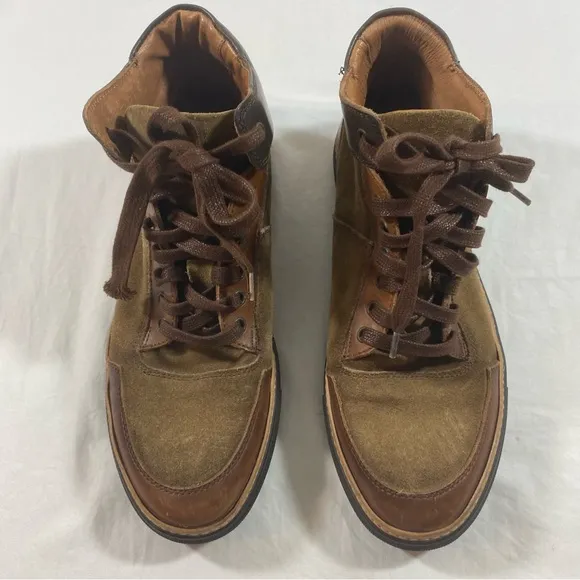 Kenneth Cole Leather Boots Men 9.5 Brown Suede lace up boots