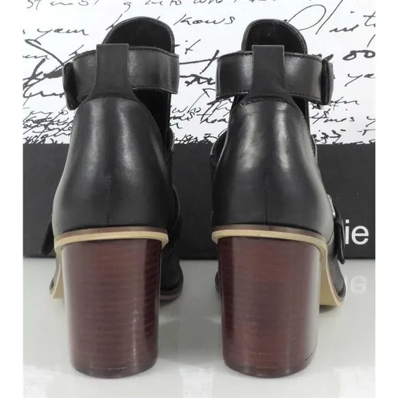 Kensie Cameron High Heel Sandals Booties Cut Out Details Leather Black Size 8