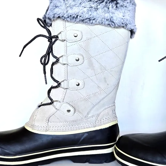 Khombu Emily Women's Gray Ankle Snow Boots Size 9 Winter Casual Faux Fur Trim