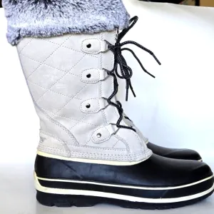 Khombu Emily Women's Gray Ankle Snow Boots Size 9 Winter Casual Faux Fur Trim