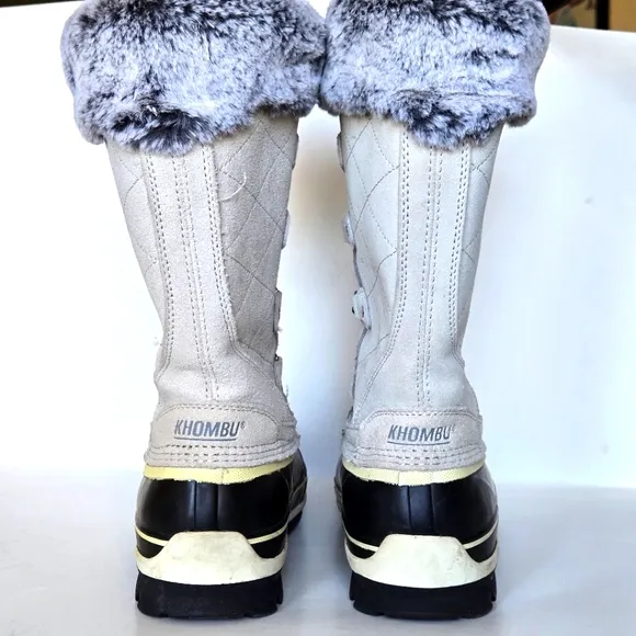 Khombu Emily Women's Gray Ankle Snow Boots Size 9 Winter Casual Faux Fur Trim