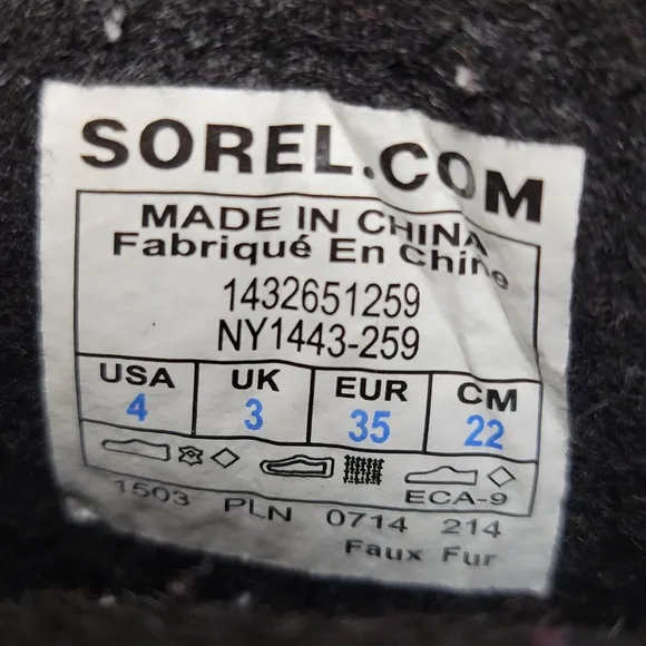 Kids Sorel Caribou Fleece-Trimmed Waterproof Faux Fur Rubber Duck Snow Boot Sz 4