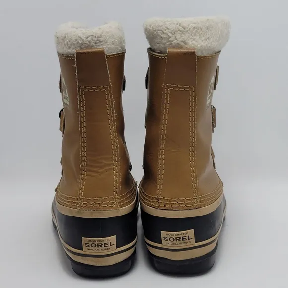Kids Sorel Caribou Fleece-Trimmed Waterproof Faux Fur Rubber Duck Snow Boot Sz 4