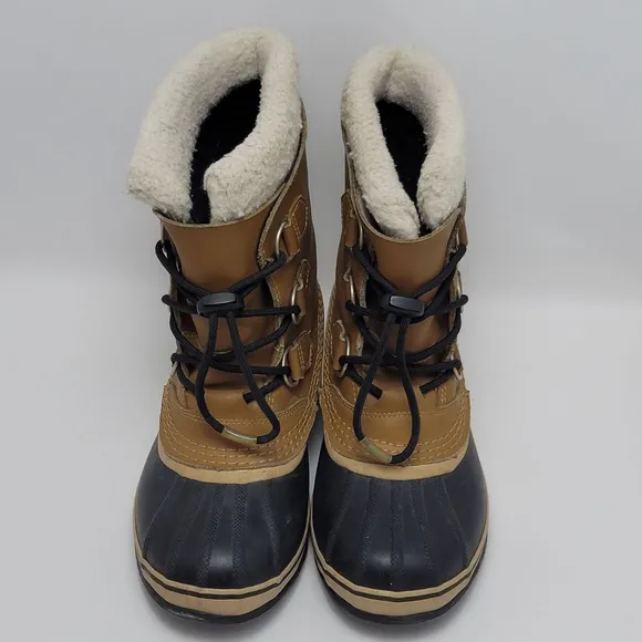 Kids Sorel Caribou Fleece-Trimmed Waterproof Faux Fur Rubber Duck Snow Boot Sz 4