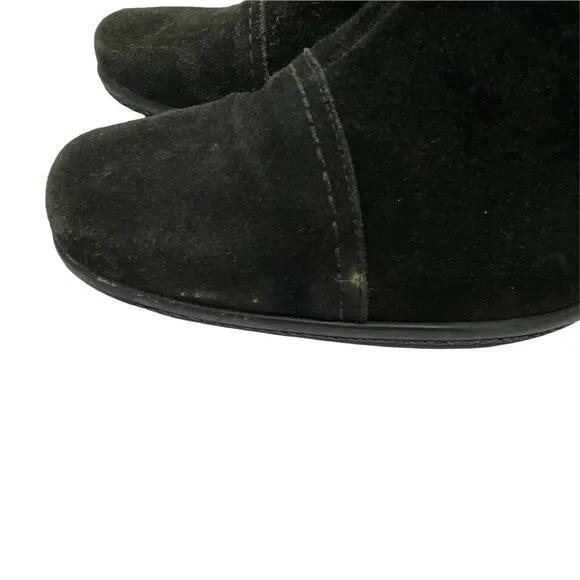Kitten Heel Boots Vintage La Canadienne Women's Black Suede Square Toe sz 10 M