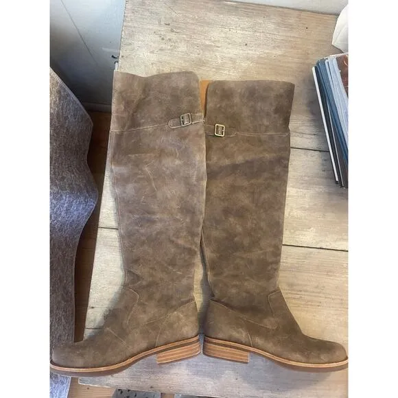 Kork-Ease Addison Over the Knee Suede Riding Boot Taupe 6 NEW!